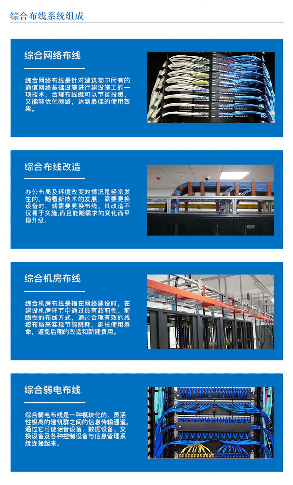 3科技園,工業(yè)園,商業(yè)園,產(chǎn)業(yè)園,農(nóng)業(yè)園,物流園等園區(qū)綜合布線，囊括園區(qū)網(wǎng)絡(luò)布線，綜合布線改造，機(jī)房布線,弱電布線等，布線是整個系統(tǒng)的基礎(chǔ)和關(guān)鍵環(huán)節(jié)，其質(zhì)量直接影響系統(tǒng)的穩(wěn)定性、可靠性和可擴(kuò)展性。